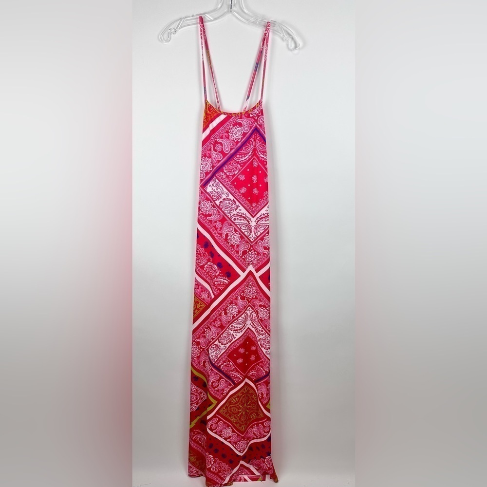 Women's Pattern Criss Cross Back w/ Side Slits Maxi Dress